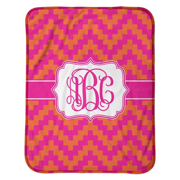 Pink & Orange Chevron Baby Sherpa Blanket - Flat