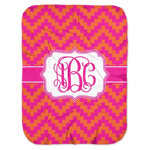 Custom Pink & Orange Chevron Baby Swaddling Blanket (Personalized)