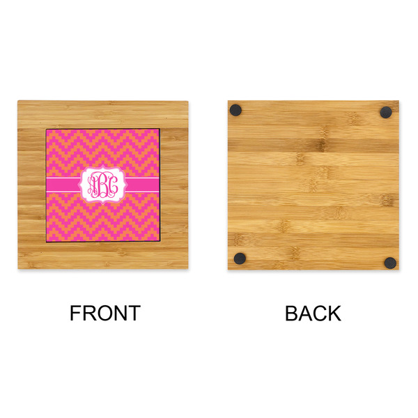 Pink & Orange Chevron Bamboo Trivet with 6" Tile - APPROVAL