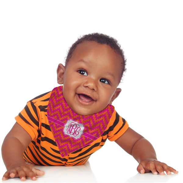 Pink & Orange Chevron Bandana Bib - (Lifestyle 1 boy)