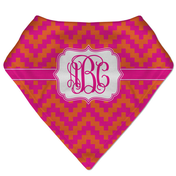 Custom Pink & Orange Chevron Bandana Bib (Personalized)
