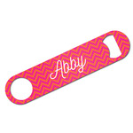 Pink & Orange Chevron Bar Bottle Opener w/ Monogram