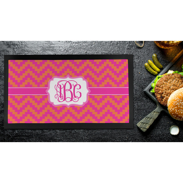 Pink & Orange Chevron Bar Mat - Small - LIFESTYLE
