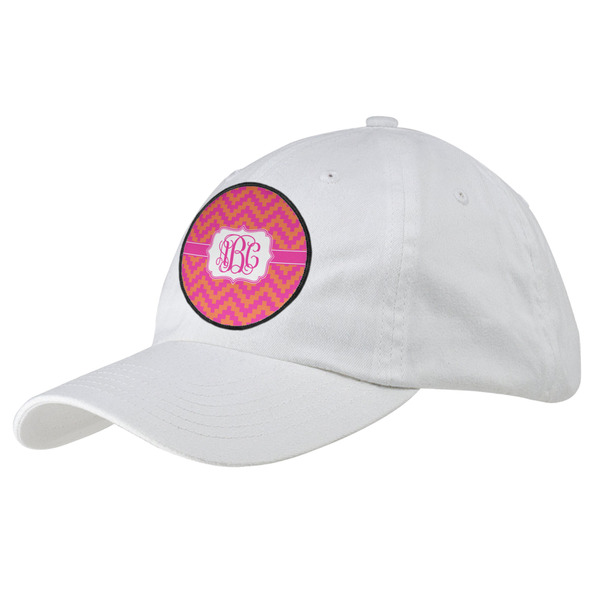 Custom Pink & Orange Chevron Baseball Cap - White (Personalized)