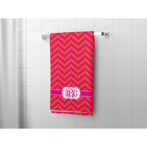 Pink & Orange Chevron Bath Towel - LIFESTYLE