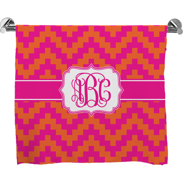 Custom Pink & Orange Chevron Bath Towel (Personalized)