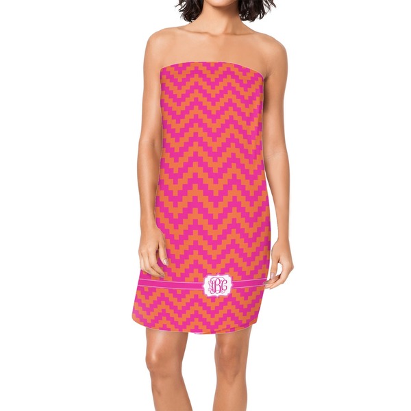 Custom Pink & Orange Chevron Spa / Bath Wrap (Personalized)