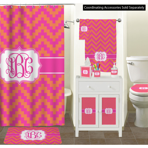 Pink & Orange Chevron Bathroom Scene