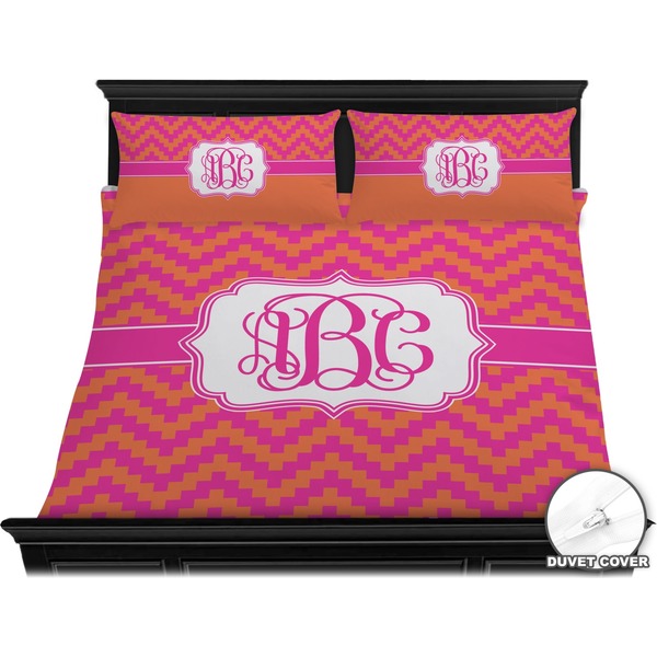 Pink & Orange Chevron Bedding Set (King) - Duvet