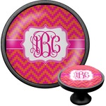 Pink & Orange Chevron Cabinet Knob (Black) (Personalized)