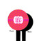Pink & Orange Chevron Black Plastic 4" Food Pick - Round - Single Sided - Front & Back