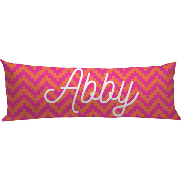 Custom Pink & Orange Chevron Body Pillow Case (Personalized)