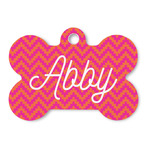 Pink & Orange Chevron Bone Shaped Dog ID Tag (Personalized)