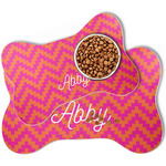Pink & Orange Chevron Bone Shaped Dog Food Mat (Personalized)