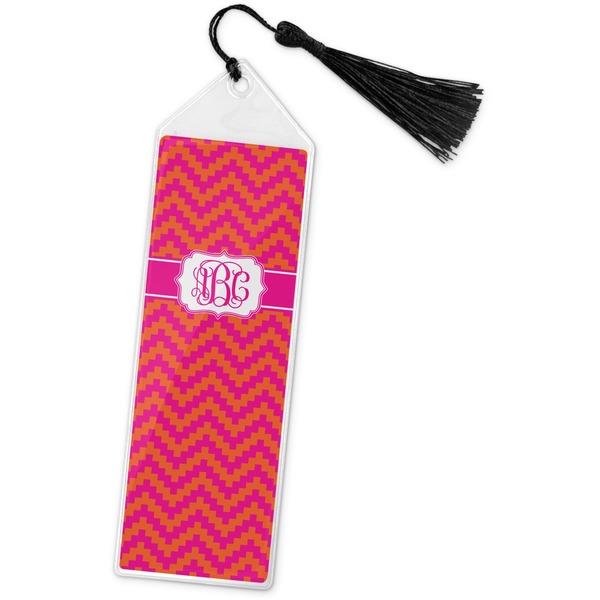 Custom Pink & Orange Chevron Book Mark w/Tassel (Personalized)