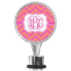 Pink & Orange Chevron Wine Bottle Stopper (Personalized)