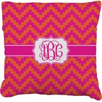Pink & Orange Chevron Faux-Linen Throw Pillow 20" (Personalized)