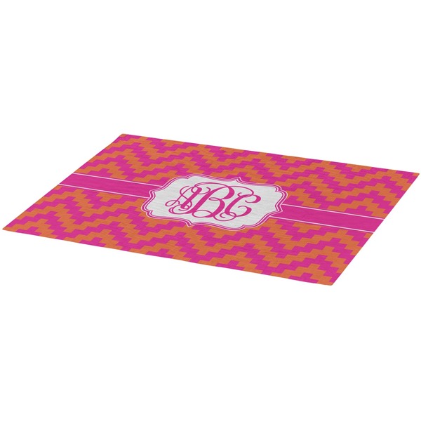 Pink & Orange Chevron Burlap Placemat (Angle View)