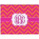 Pink & Orange Chevron Woven Fabric Placemat - Twill w/ Monogram