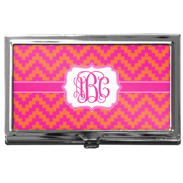 Custom Pink & Orange Chevron Business Card Case
