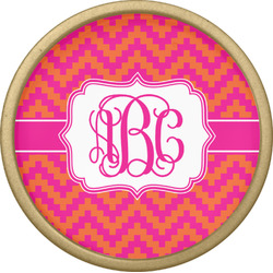 Pink & Orange Chevron Cabinet Knob - Gold (Personalized)