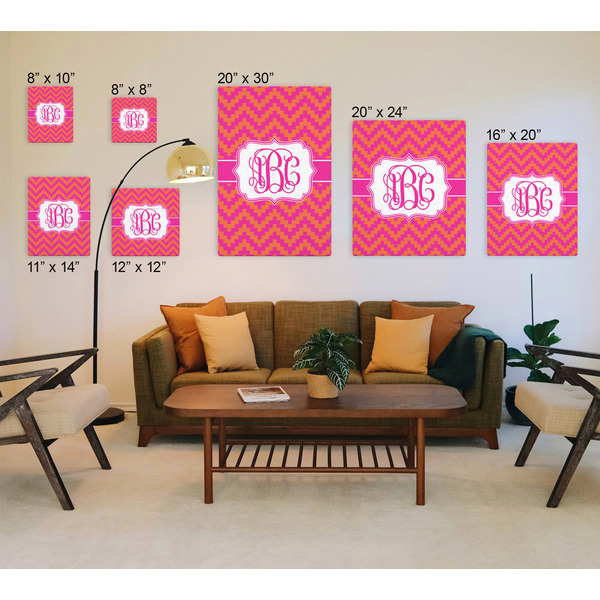 Pink & Orange Chevron Canvas Prints - Multiple Sizes