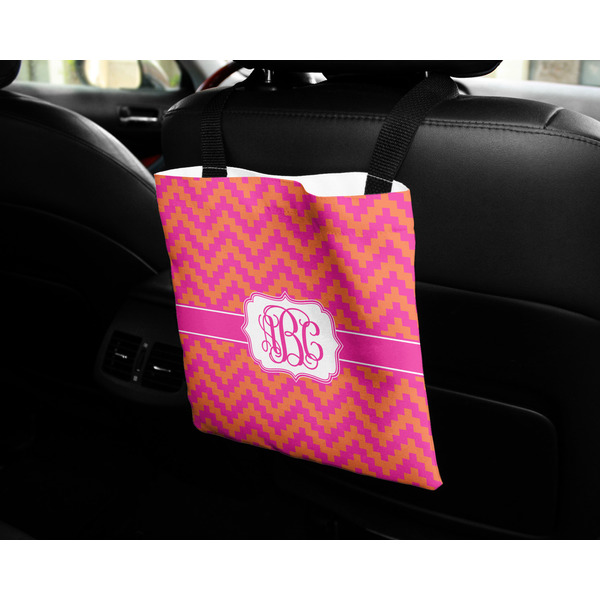 Pink & Orange Chevron Car Bag - In Use