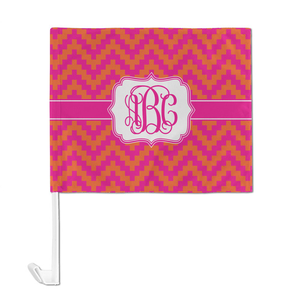 Pink & Orange Chevron Car Flag - Large - FRONT