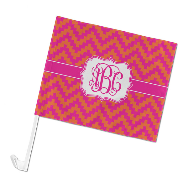 Custom Pink & Orange Chevron Car Flag (Personalized)