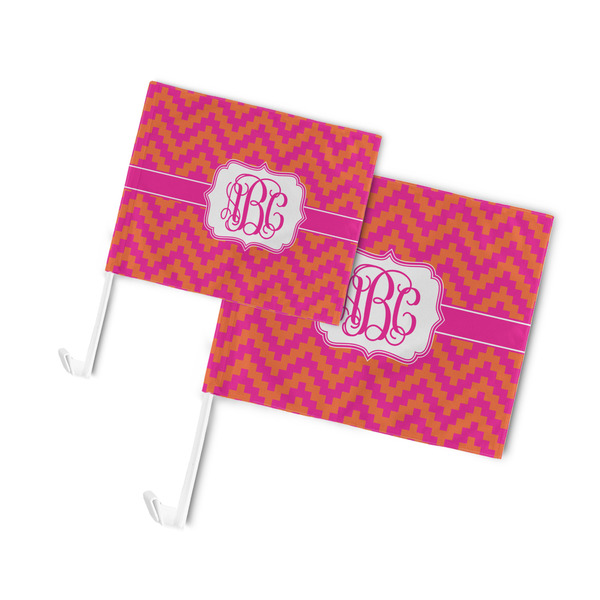 Pink & Orange Chevron Car Flags - PARENT MAIN (both sizes)