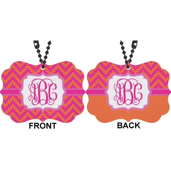 Pink & Orange Chevron Car Ornament (Approval)