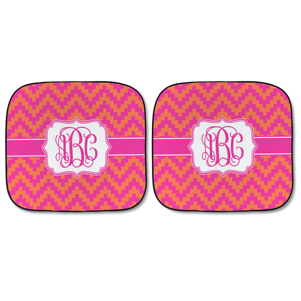 Pink & Orange Chevron Car Sun Shades - FRONT