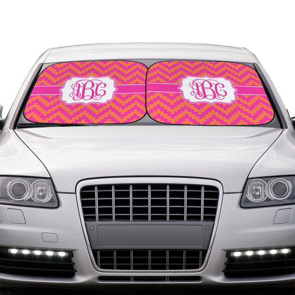 Pink & Orange Chevron Car Sun Shades - IN CONTEXT
