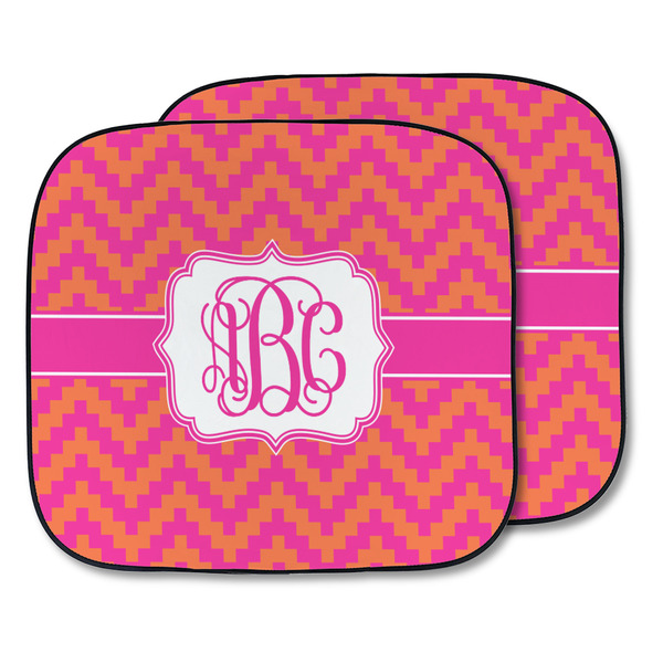 Custom Pink & Orange Chevron Car Sun Shade - Two Piece (Personalized)