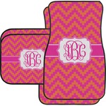 Pink & Orange Chevron Car Floor Mats Set - 2 Front & 2 Back (Personalized)