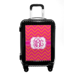 Pink & Orange Chevron Carry On Hard Shell Suitcase (Personalized)