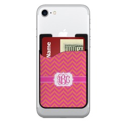 Pink & Orange Chevron 2-in-1 Cell Phone Credit Card Holder & Screen Cleaner (Personalized)