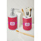 Pink & Orange Chevron Ceramic Bathroom Accessories - LIFESTYLE (toothbrush holder & soap dispenser)
