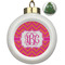 Pink & Orange Chevron Ceramic Ball Ornament - Christmas Tree (Personalized)