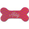 Pink & Orange Chevron Ceramic Dog Ornament - Front w/ Monogram