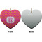 Pink & Orange Chevron Ceramic Flat Ornament - Heart Front & Back (APPROVAL)