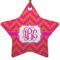 Pink & Orange Chevron Ceramic Flat Ornament - Star (Front)