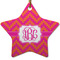 Pink & Orange Chevron Star Ceramic Ornament w/ Monogram