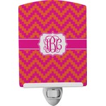 Pink & Orange Chevron Ceramic Night Light (Personalized)