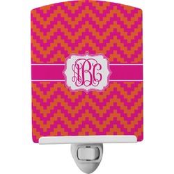 Pink & Orange Chevron Ceramic Night Light (Personalized)