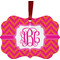 Pink & Orange Chevron Metal Frame Ornament - Double Sided w/ Monogram