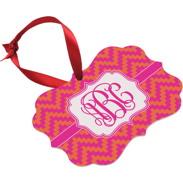Pink & Orange Chevron Christmas Ornament