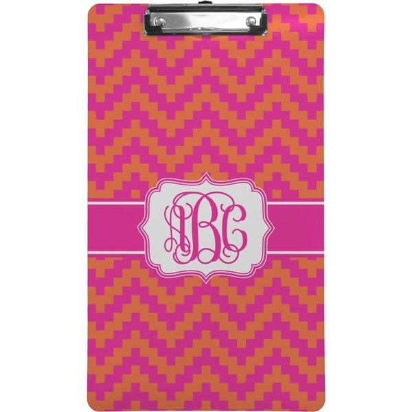 Custom Pink & Orange Chevron Clipboard (Legal Size) (Personalized)