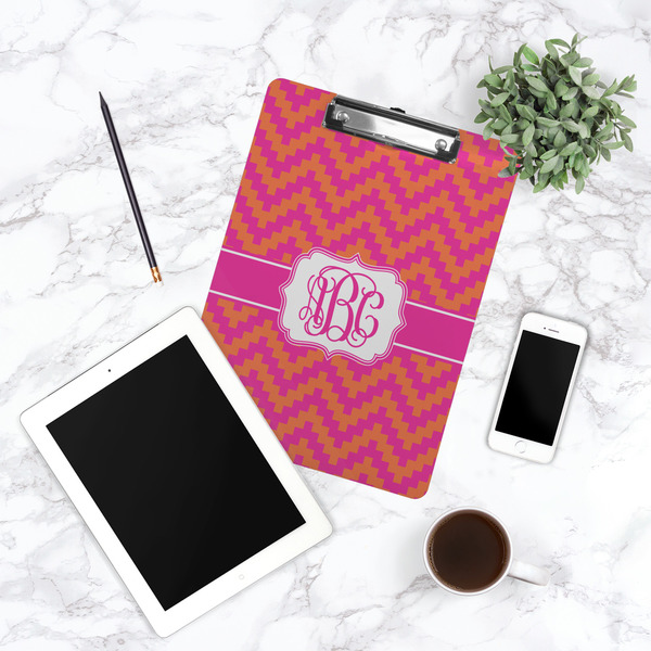 Pink & Orange Chevron Clipboard - Lifestyle Photo