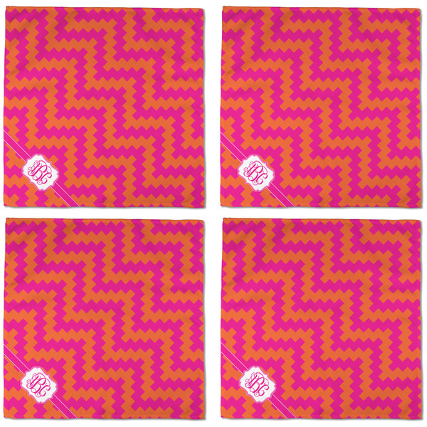 Pink & Orange Chevron Cloth Napkins - Personalized Dinner (APPROVAL) Set of 4